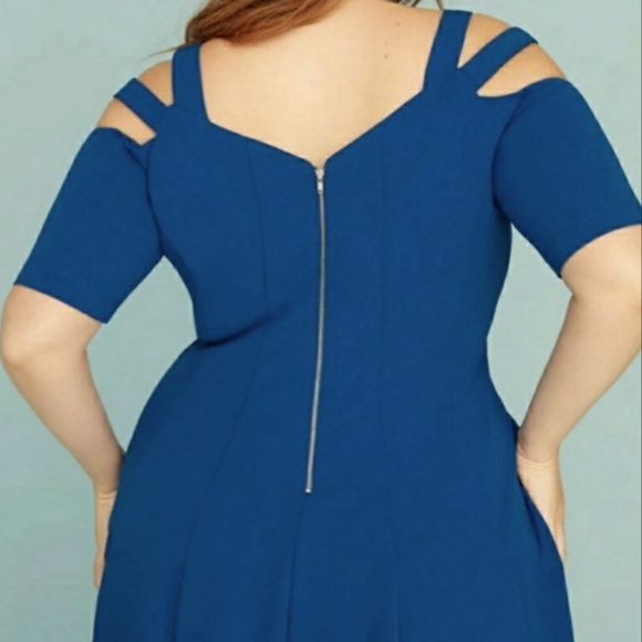Lane Bryant Dresses & Skirts - Lane Bryant Fit & Flare Strappy Cold-shoulder Dress